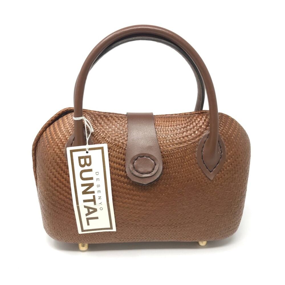 New Vintage Structured Woven Boho Handbag Brown